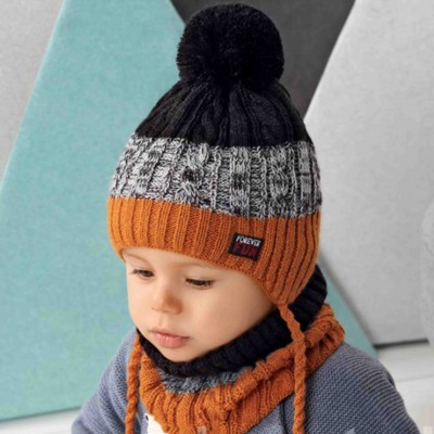 Žieminė kepurė su mova berniukui (44-48 cm) garstyčių/juodos spalvos 42-452